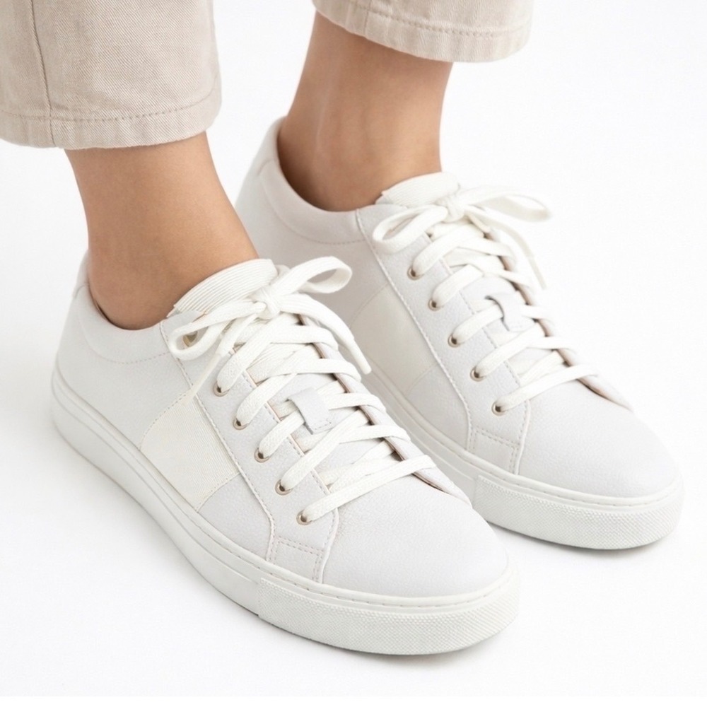 Club Monaco Jowenna White Sz 9 Tumbled Calf Leather Low Top Sneakers Womens NEW